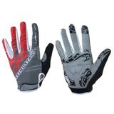 Red Cycling Gloves Full Finger Men 3D Gel Pad MTB